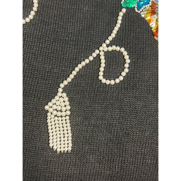 Jacque & KoKo Black Sequin Ornament Sweater Womens Plus Size 26/28 Vintage - Picture 16 of 16